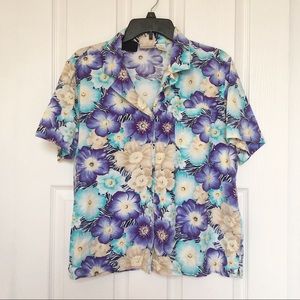 Erika Tops - Erika Hawaiian Shirt-Blue/Yellow-Size XL Erika Tops - Erika Hawaiian Shirt-Blue/Yellow-Size XL